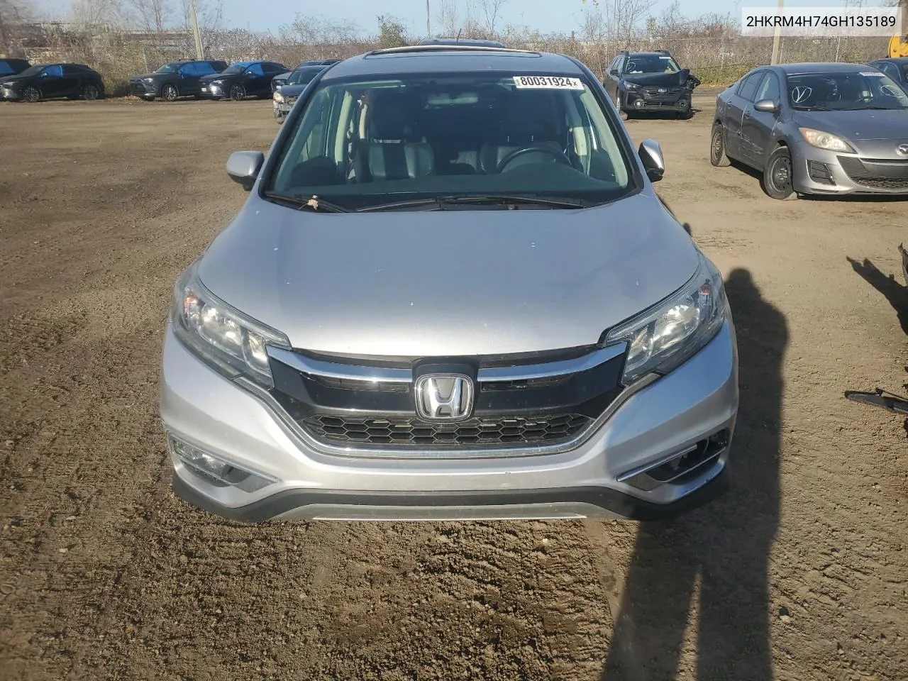 2016 Honda Cr-V Exl VIN: 2HKRM4H74GH135189 Lot: 80031924