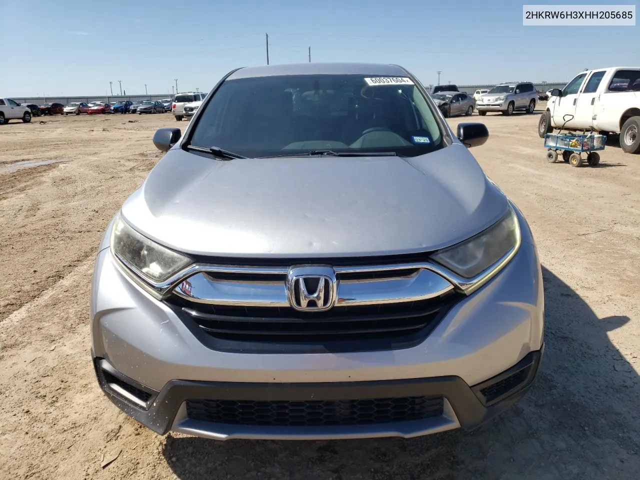 2017 Honda Cr-V Lx VIN: 2HKRW6H3XHH205685 Lot: 60037604