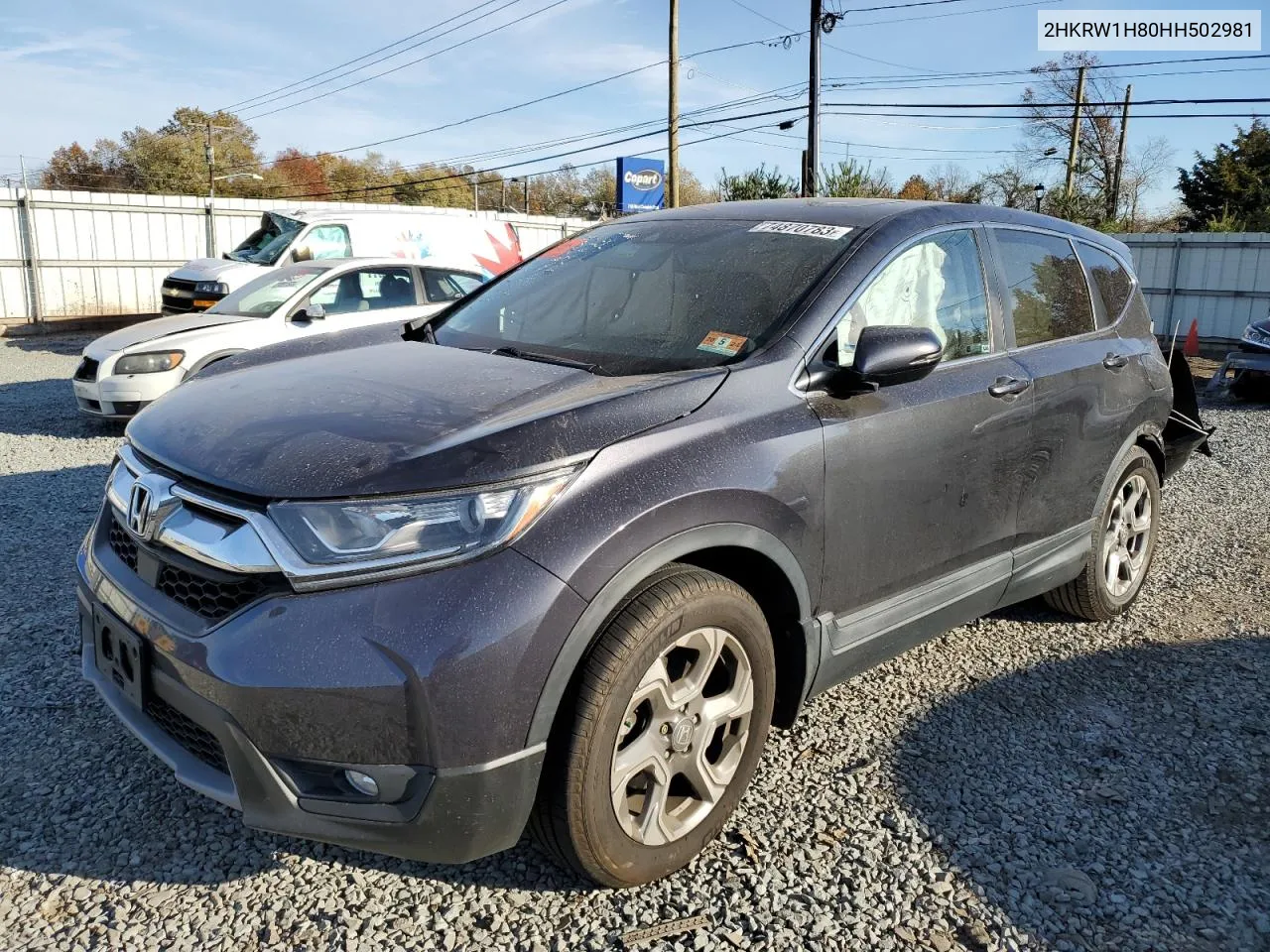 2017 Honda Cr-V Exl VIN: 2HKRW1H80HH502981 Lot: 74870783