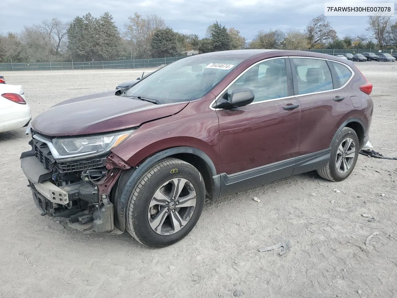 2017 Honda Cr-V Lx VIN: 7FARW5H30HE007078 Lot: 78434674