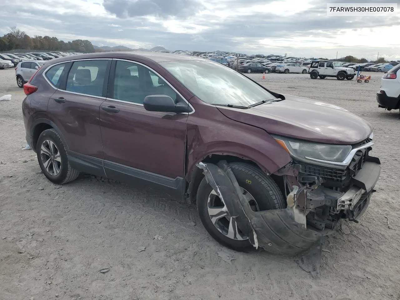 2017 Honda Cr-V Lx VIN: 7FARW5H30HE007078 Lot: 78434674