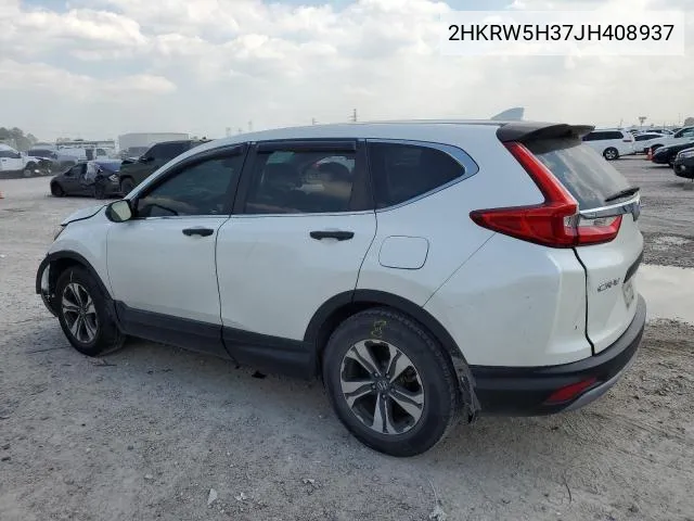 2018 Honda Cr-V Lx VIN: 2HKRW5H37JH408937 Lot: 62337204