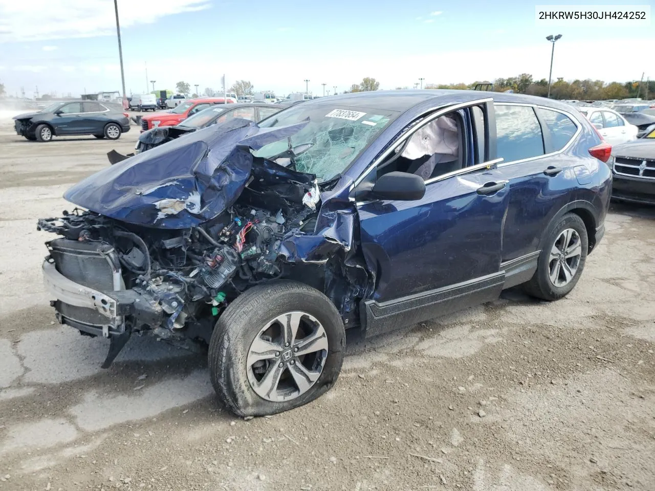 2018 Honda Cr-V Lx VIN: 2HKRW5H30JH424252 Lot: 77837654