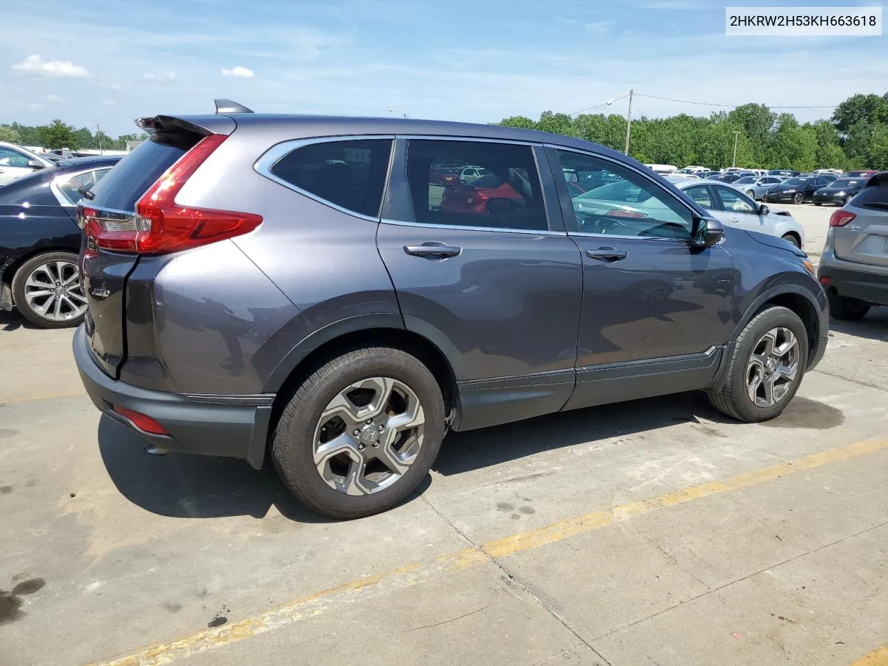 2019 Honda Cr-V Ex VIN: 2HKRW2H53KH663618 Lot: 60881794