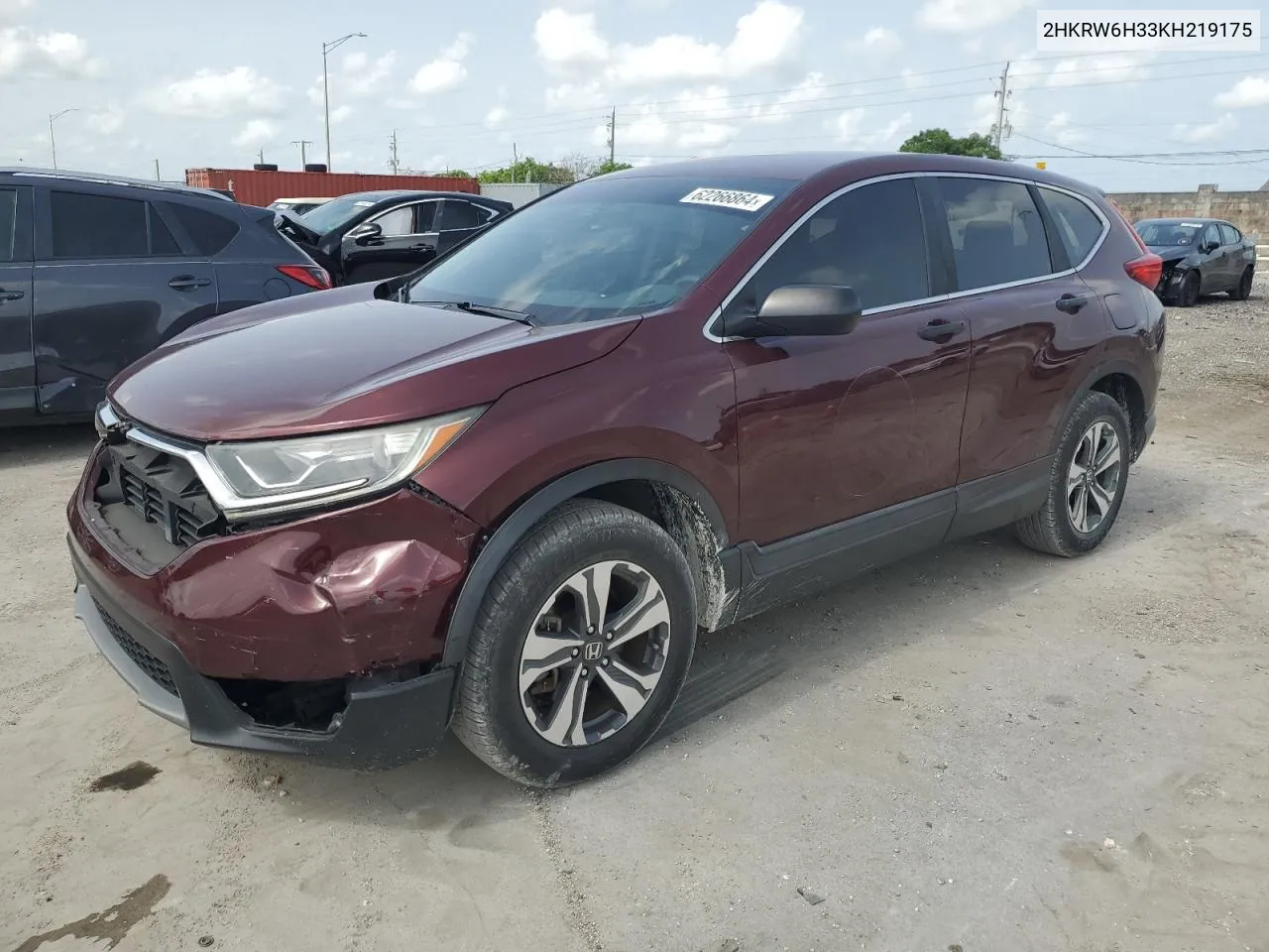 2019 Honda Cr-V Lx VIN: 2HKRW6H33KH219175 Lot: 62266864