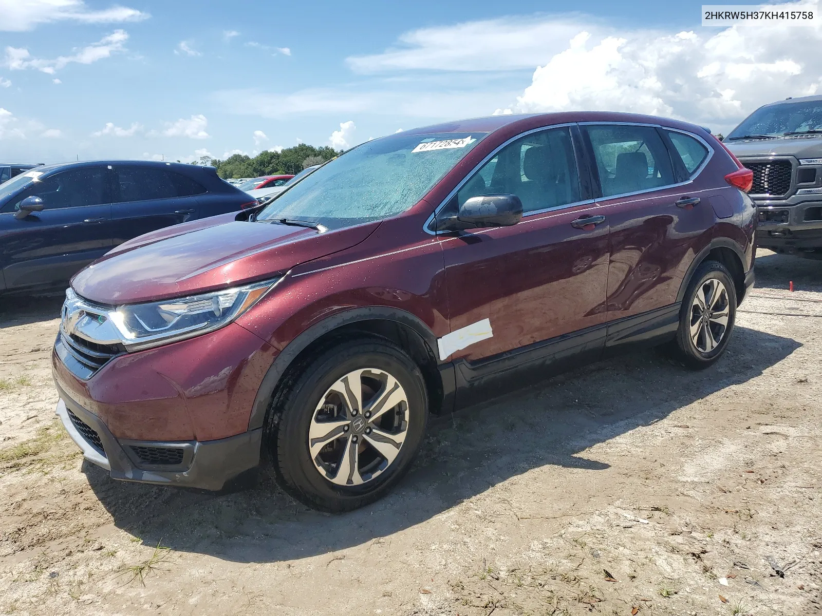 2019 Honda Cr-V Lx VIN: 2HKRW5H37KH415758 Lot: 67172854