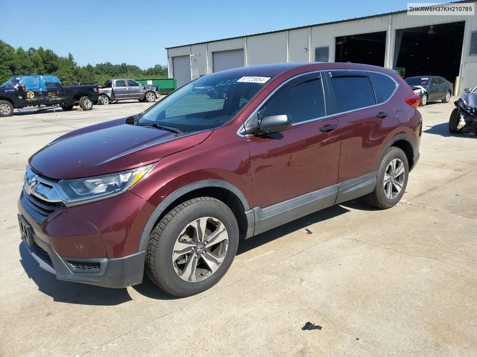 2019 Honda Cr-V Lx VIN: 2HKRW6H37KH210785 Lot: 67725854