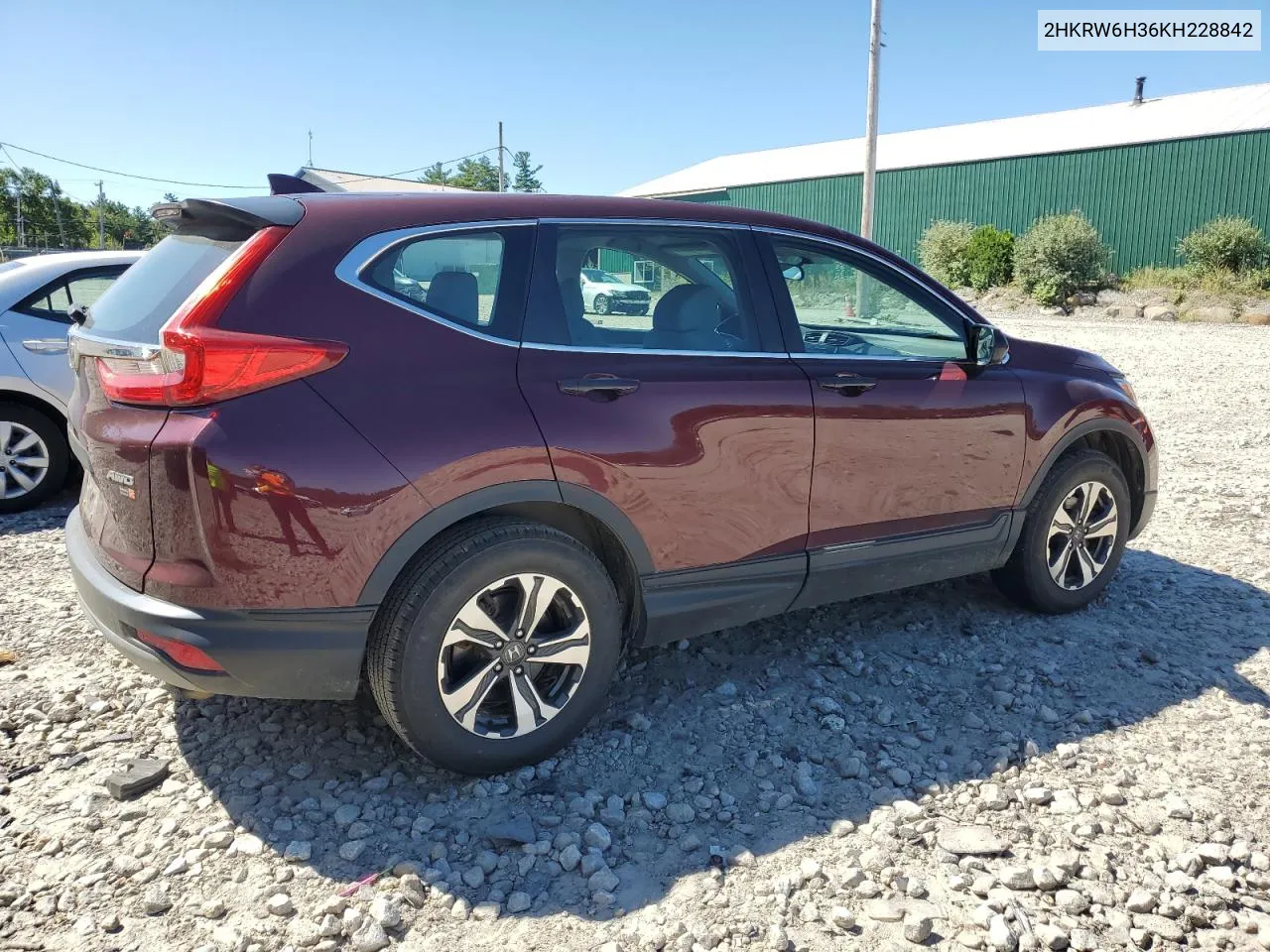 2019 Honda Cr-V Lx VIN: 2HKRW6H36KH228842 Lot: 68876954