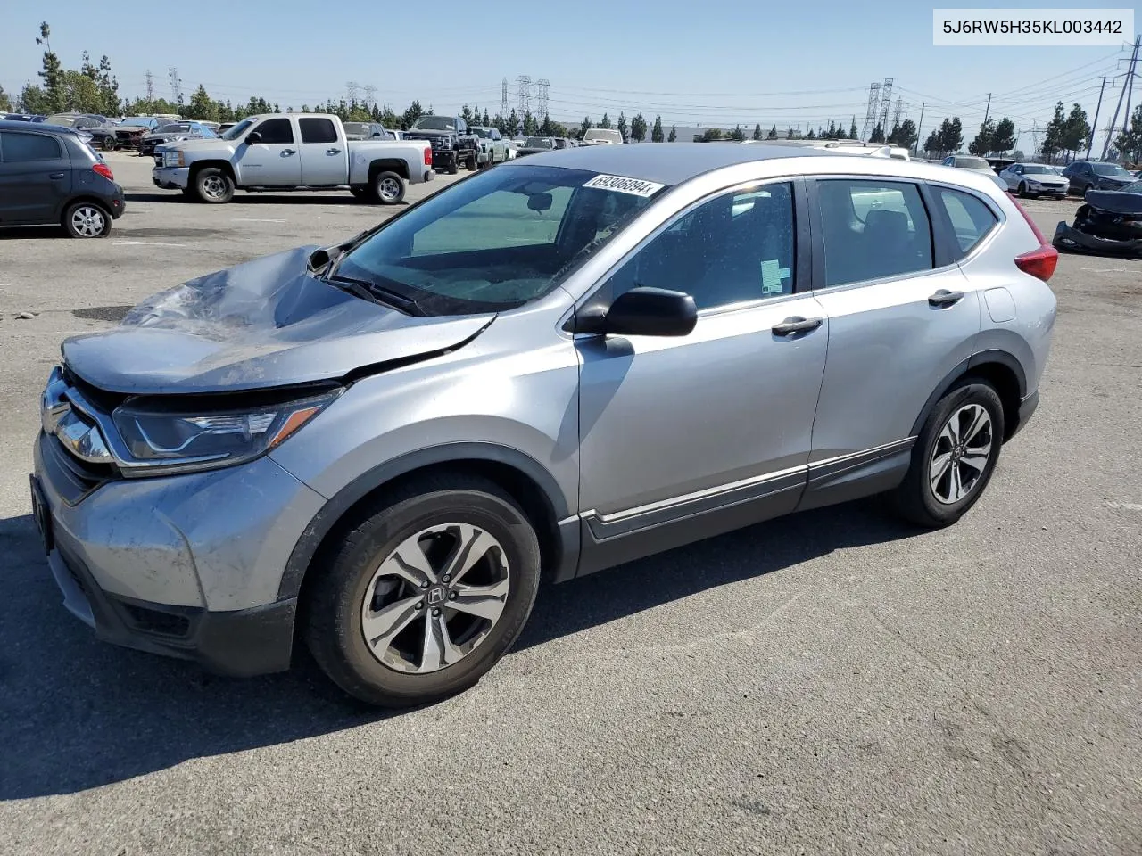 2019 Honda Cr-V Lx VIN: 5J6RW5H35KL003442 Lot: 69306094