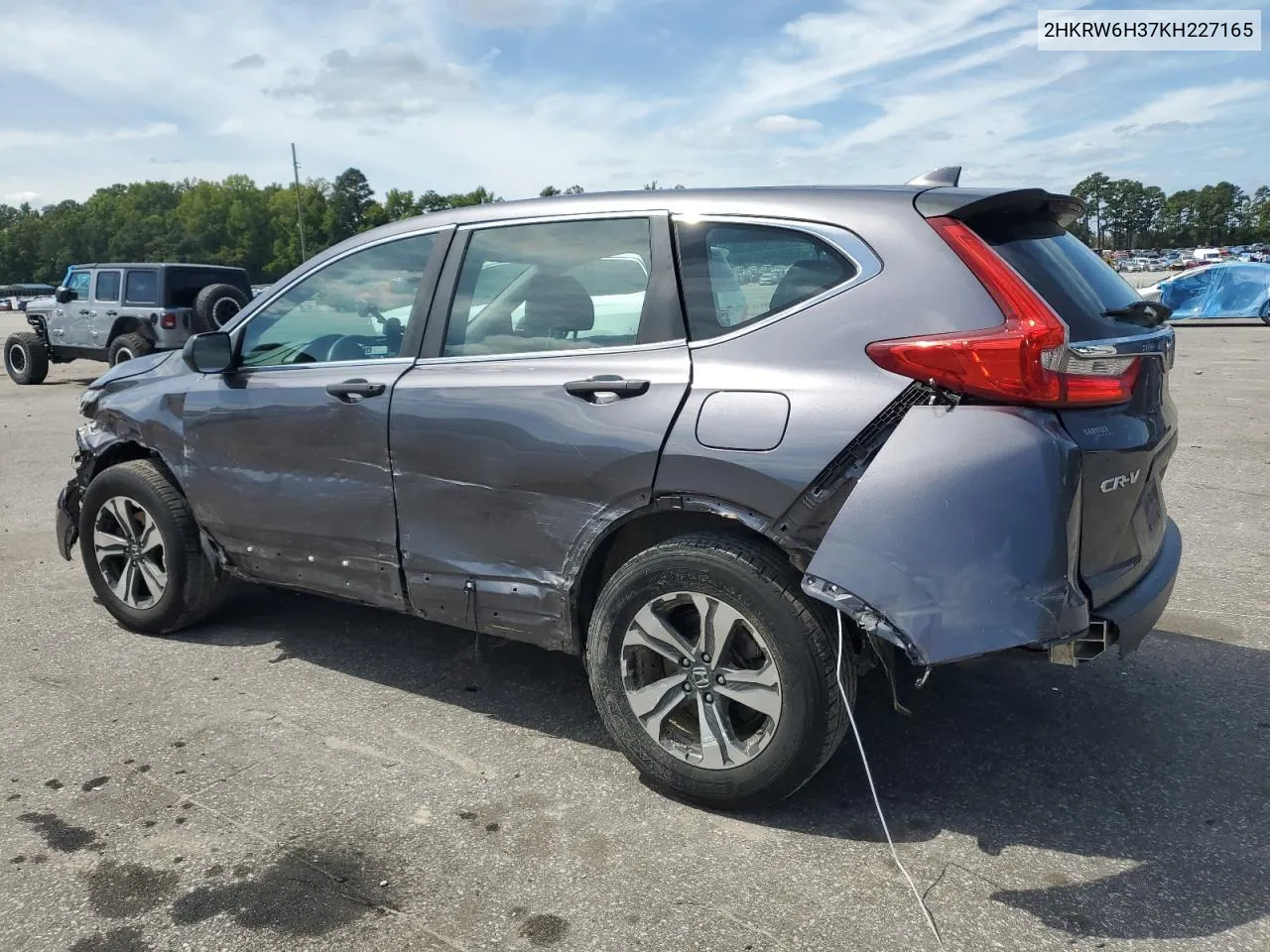 2019 Honda Cr-V Lx VIN: 2HKRW6H37KH227165 Lot: 70324044