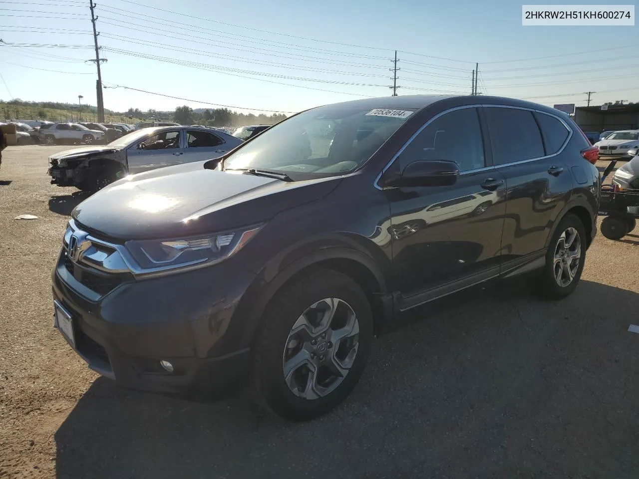 2HKRW2H51KH600274 2019 Honda Cr-V Ex