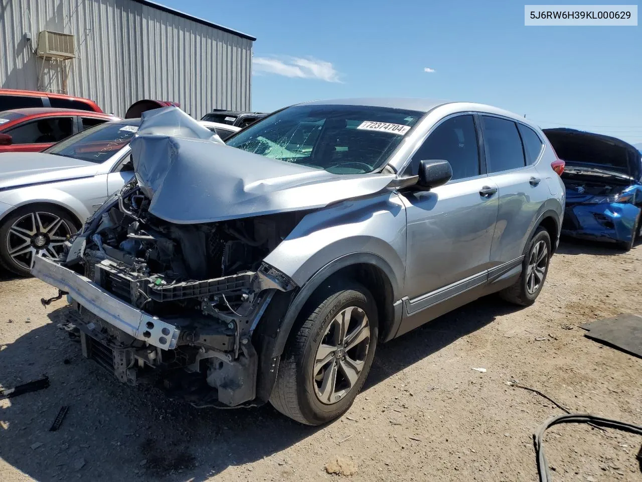 2019 Honda Cr-V Lx VIN: 5J6RW6H39KL000629 Lot: 72374704