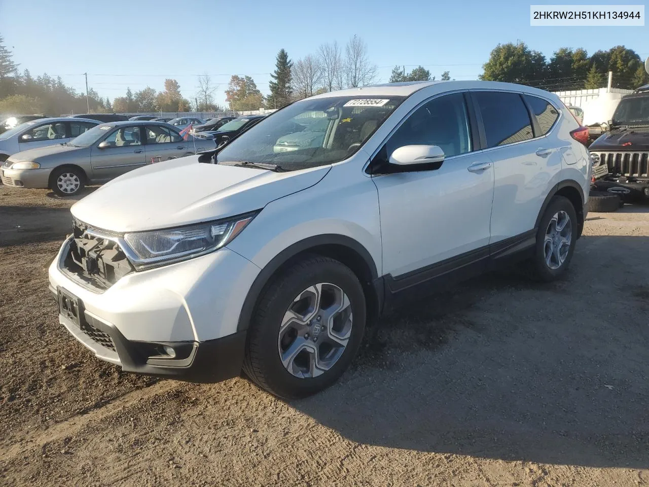 2019 Honda Cr-V Ex VIN: 2HKRW2H51KH134944 Lot: 72728554