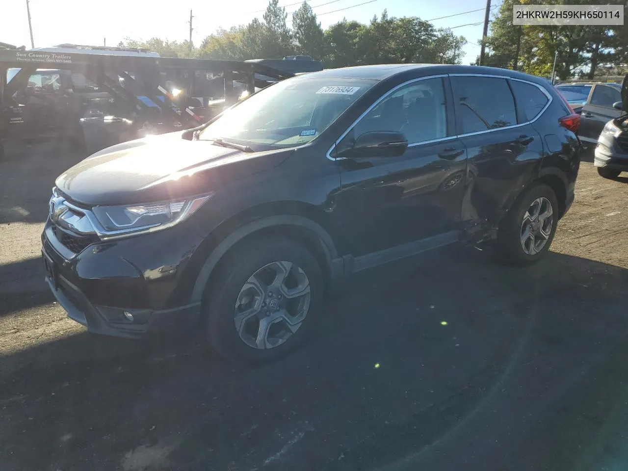 2019 Honda Cr-V Ex VIN: 2HKRW2H59KH650114 Lot: 73176934