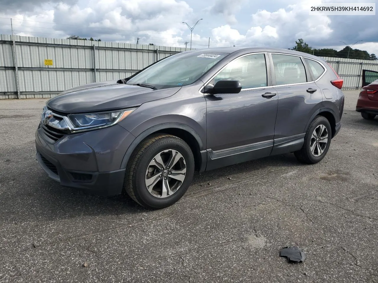 2019 Honda Cr-V Lx VIN: 2HKRW5H39KH414692 Lot: 73844424