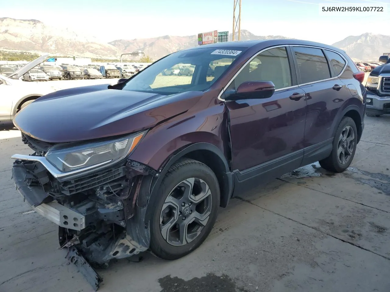 2019 Honda Cr-V Ex VIN: 5J6RW2H59KL007722 Lot: 74320364