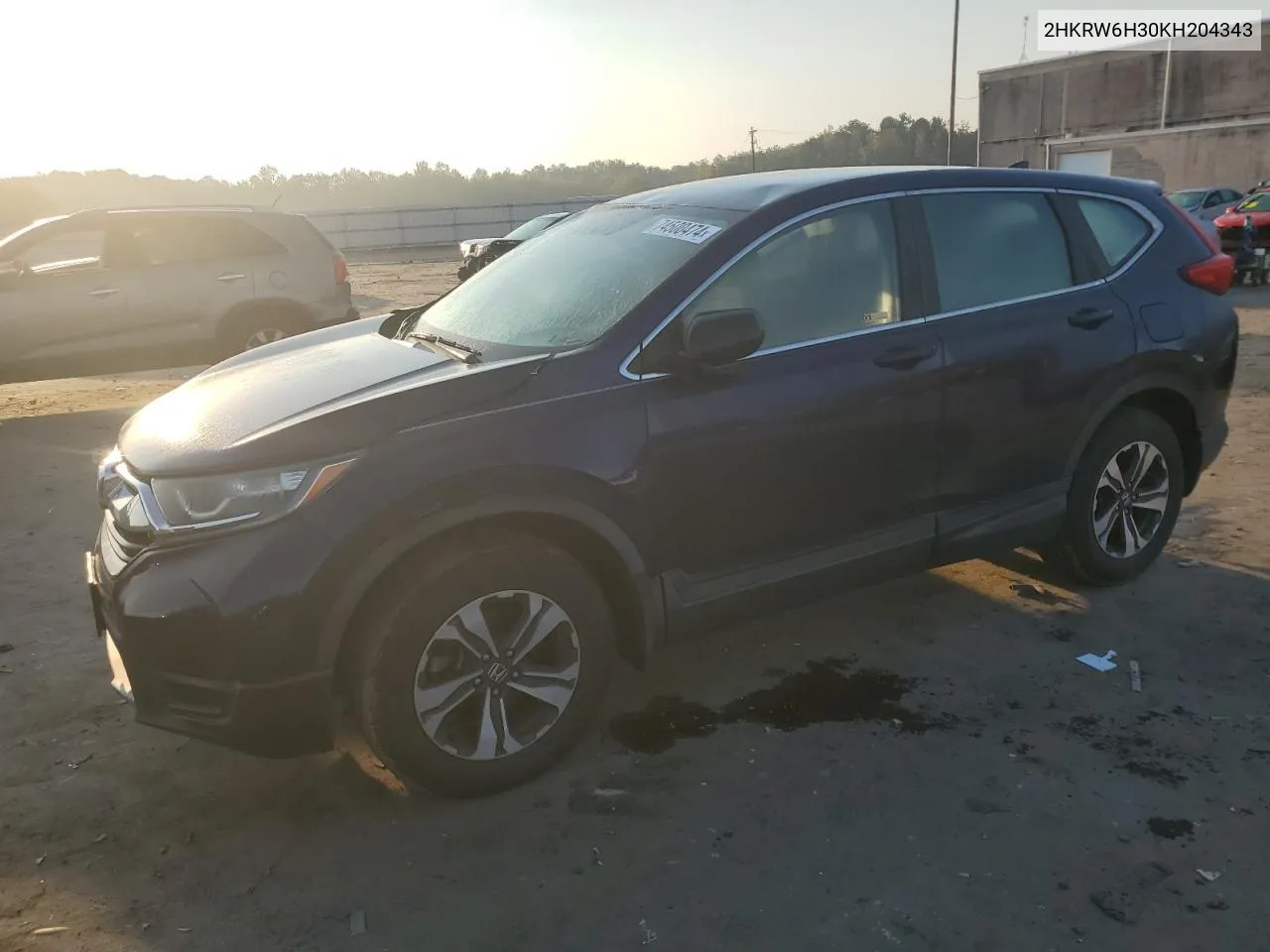 2019 Honda Cr-V Lx VIN: 2HKRW6H30KH204343 Lot: 74500474