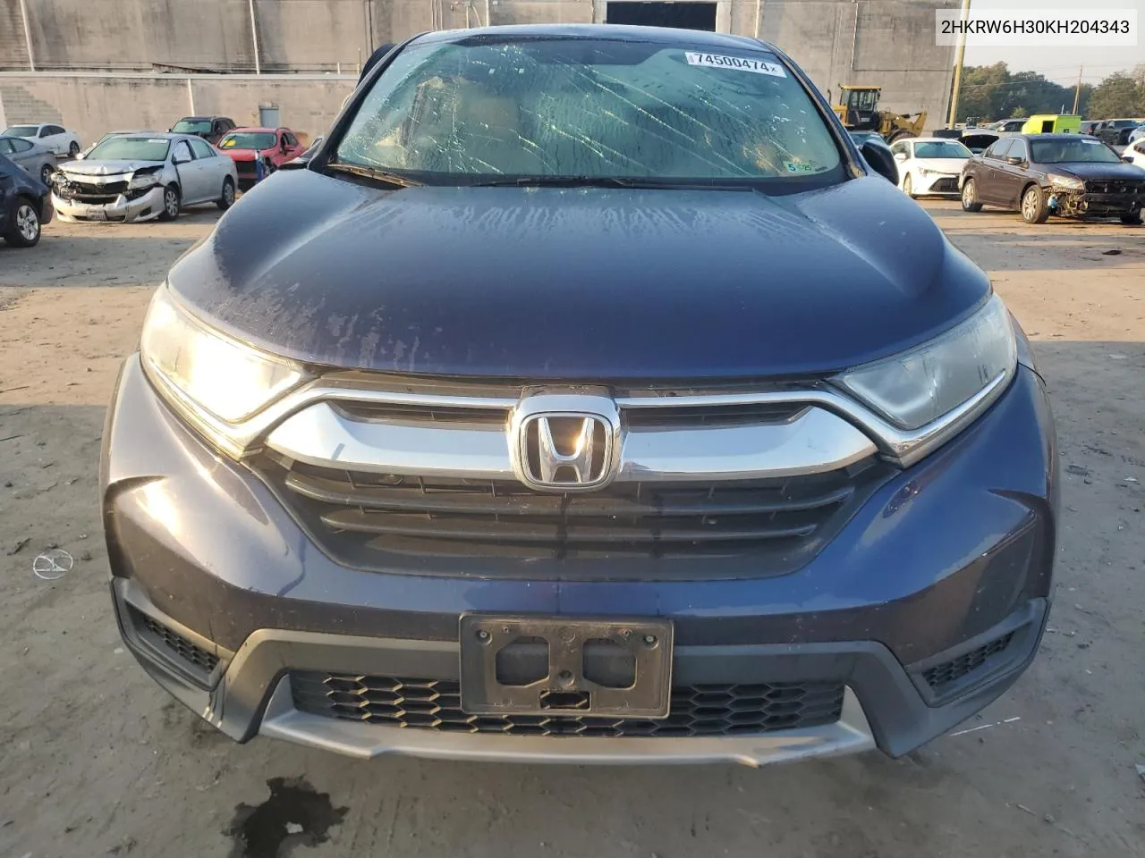 2019 Honda Cr-V Lx VIN: 2HKRW6H30KH204343 Lot: 74500474