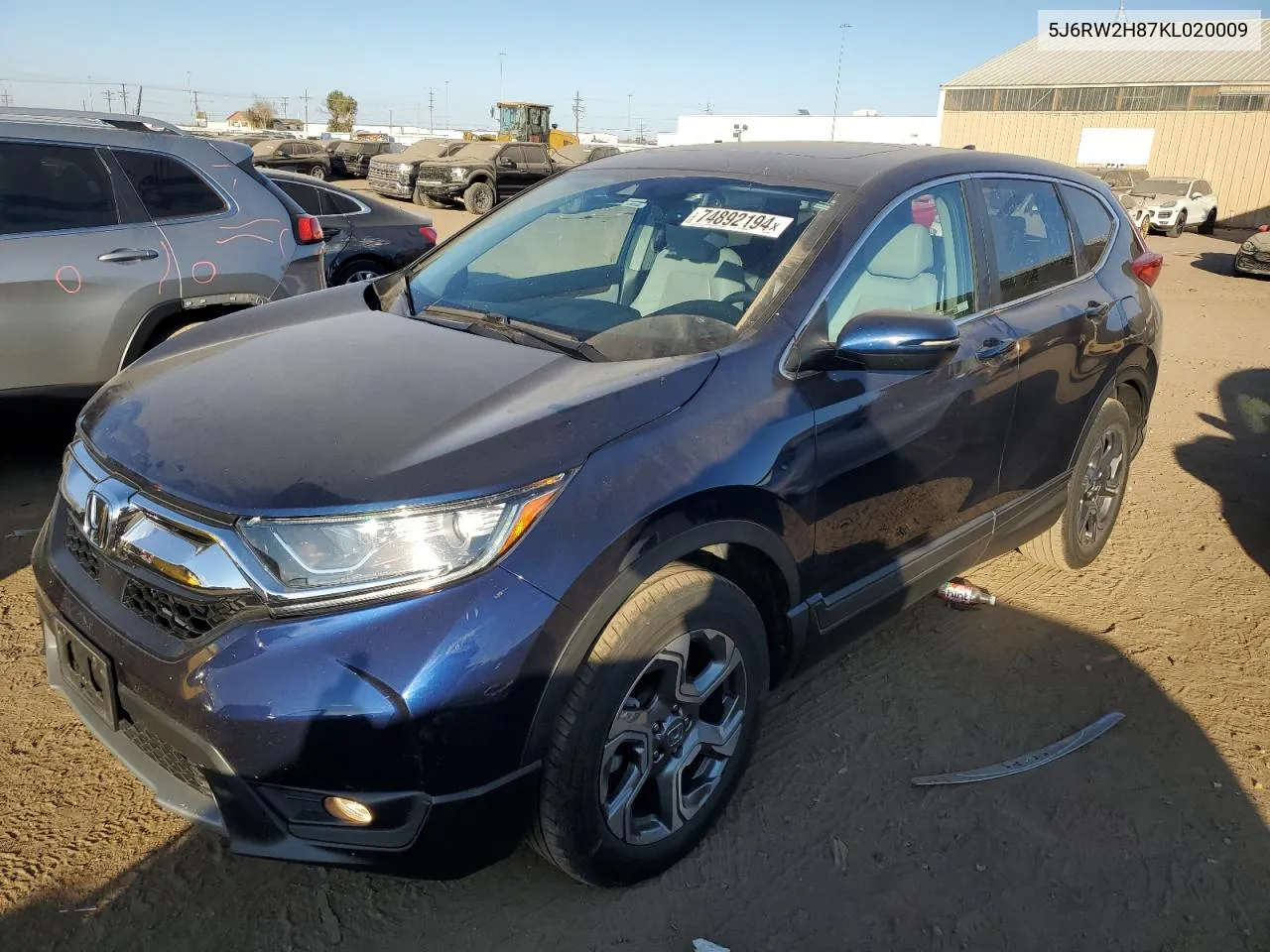 2019 Honda Cr-V Exl VIN: 5J6RW2H87KL020009 Lot: 74892194