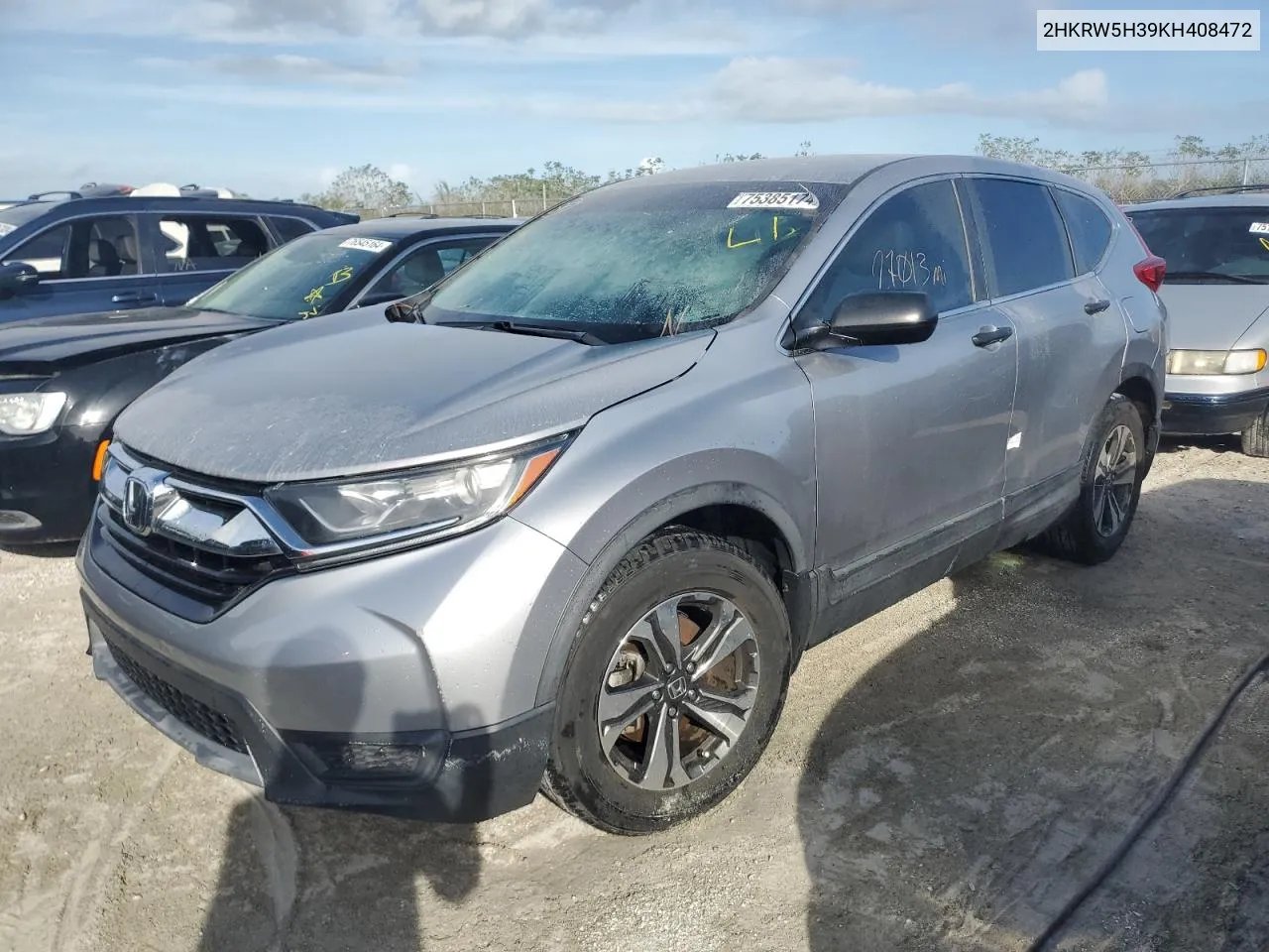 2019 Honda Cr-V Lx VIN: 2HKRW5H39KH408472 Lot: 75385174