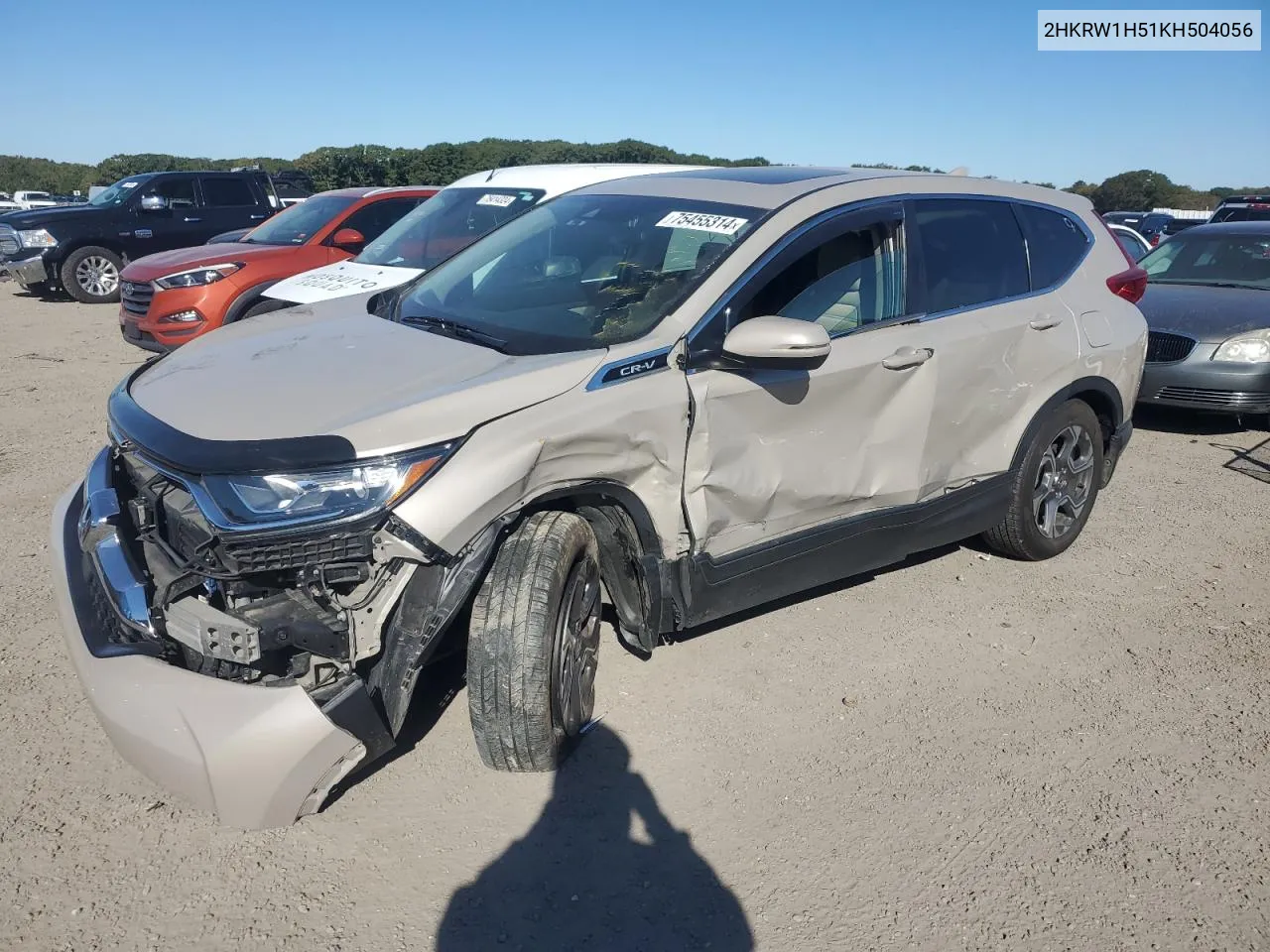 2019 Honda Cr-V Ex VIN: 2HKRW1H51KH504056 Lot: 75455314