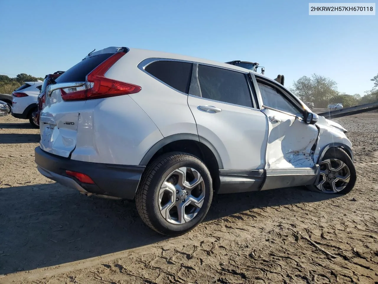 2019 Honda Cr-V Ex VIN: 2HKRW2H57KH670118 Lot: 76173574