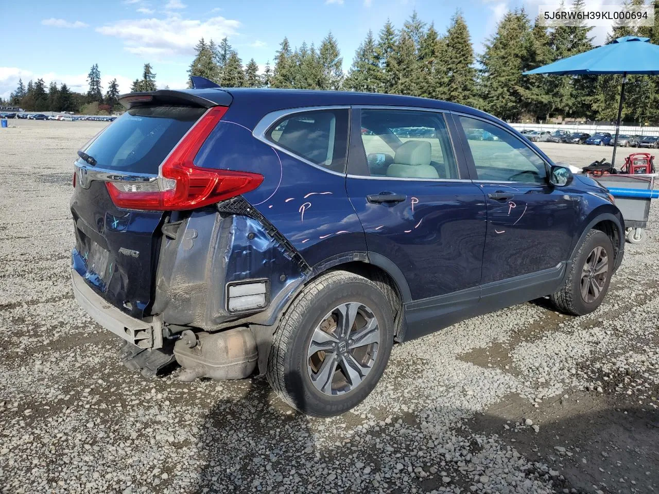 2019 Honda Cr-V Lx VIN: 5J6RW6H39KL000694 Lot: 76319744