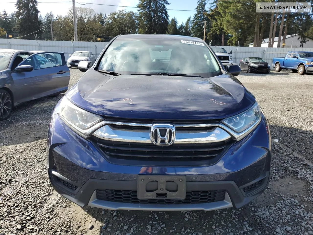 2019 Honda Cr-V Lx VIN: 5J6RW6H39KL000694 Lot: 76319744