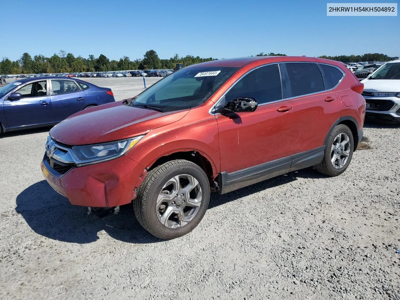 2019 Honda Cr-V Ex VIN: 2HKRW1H54KH504892 Lot: 76497444