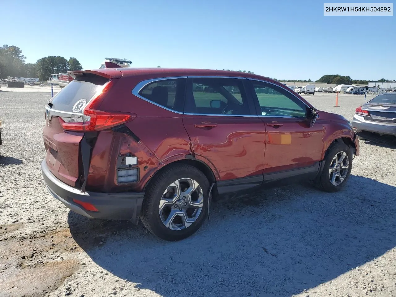 2019 Honda Cr-V Ex VIN: 2HKRW1H54KH504892 Lot: 76497444