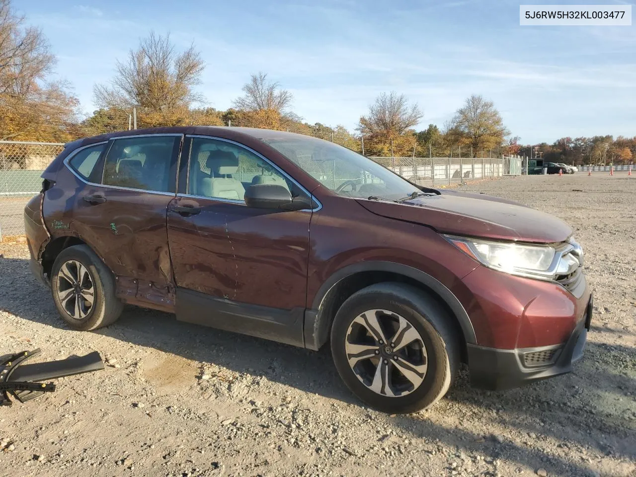 2019 Honda Cr-V Lx VIN: 5J6RW5H32KL003477 Lot: 76551784