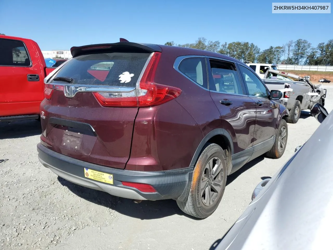 2019 Honda Cr-V Lx VIN: 2HKRW5H34KH407987 Lot: 76813864