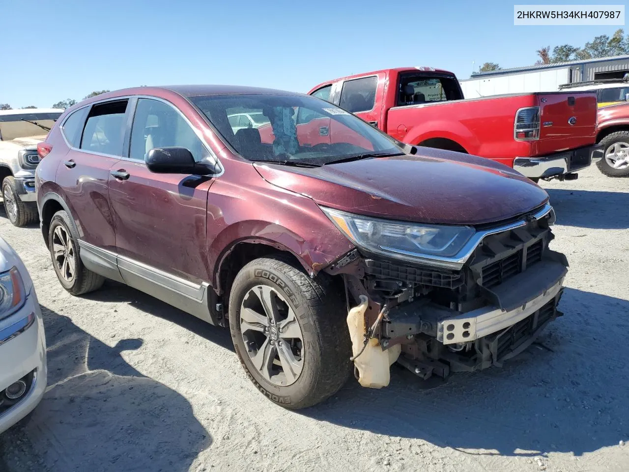 2019 Honda Cr-V Lx VIN: 2HKRW5H34KH407987 Lot: 76813864