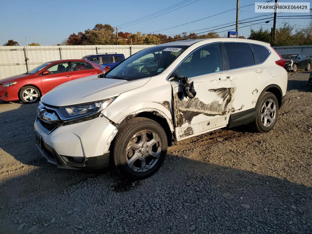 2019 Honda Cr-V Exl VIN: 7FARW2H80KE064429 Lot: 77102404