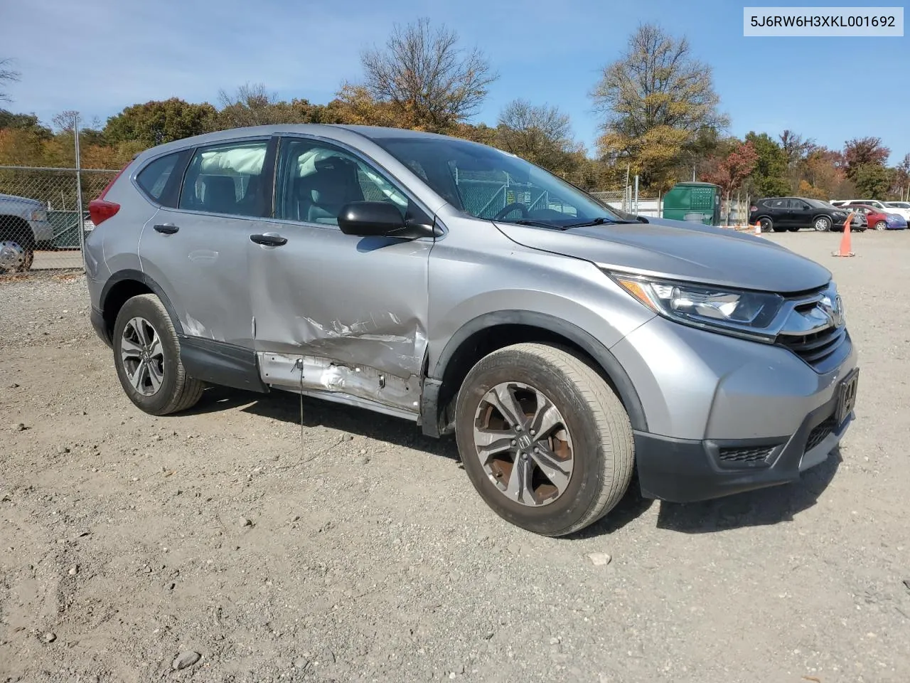 2019 Honda Cr-V Lx VIN: 5J6RW6H3XKL001692 Lot: 78074764