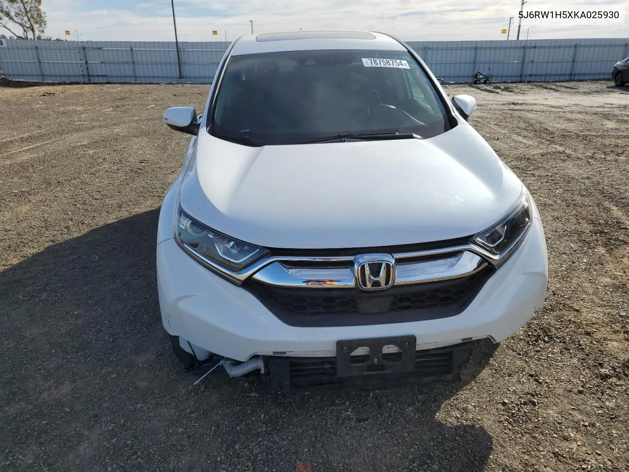 2019 Honda Cr-V Ex VIN: 5J6RW1H5XKA025930 Lot: 78758754