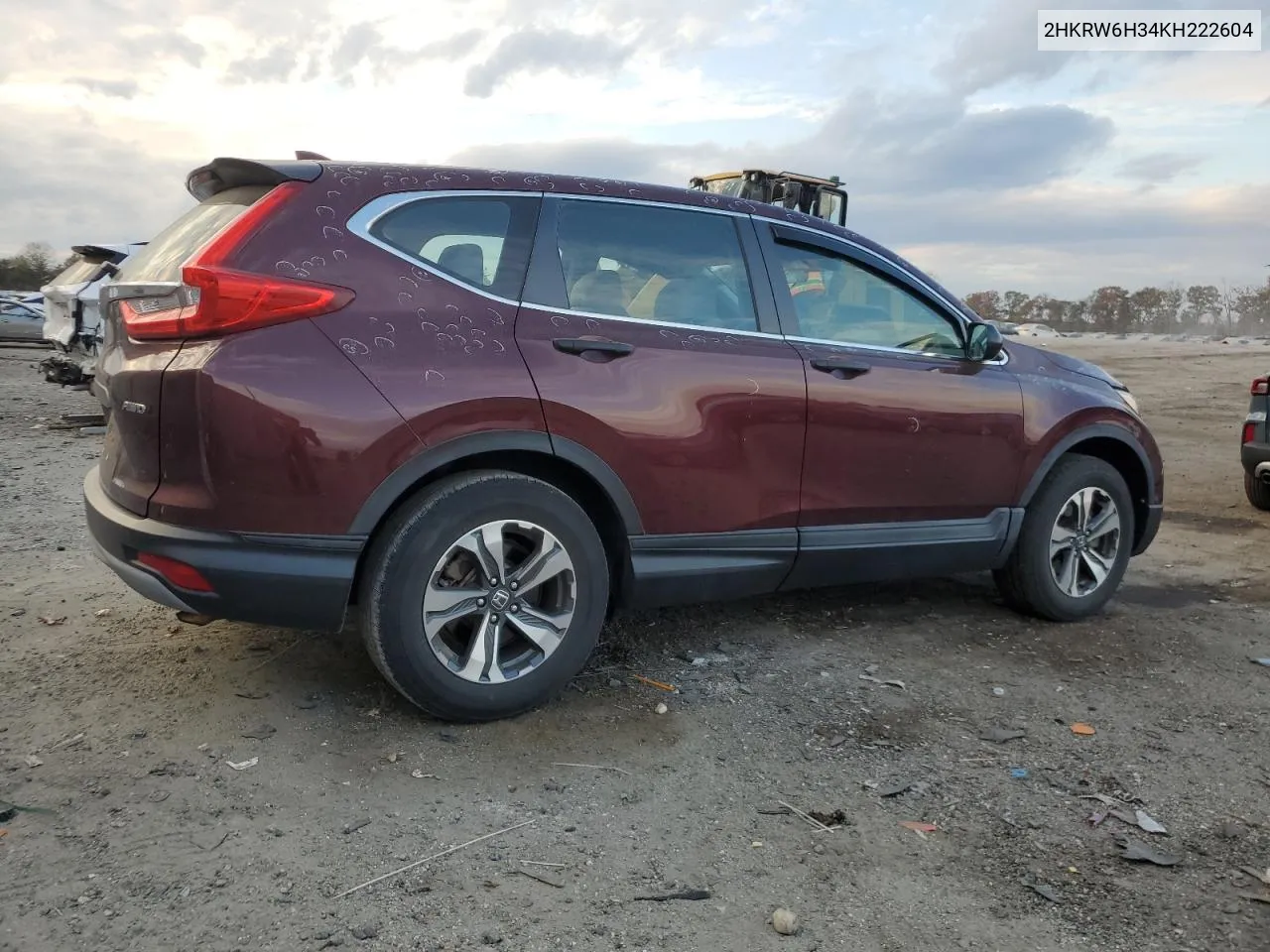 2019 Honda Cr-V Lx VIN: 2HKRW6H34KH222604 Lot: 79159964