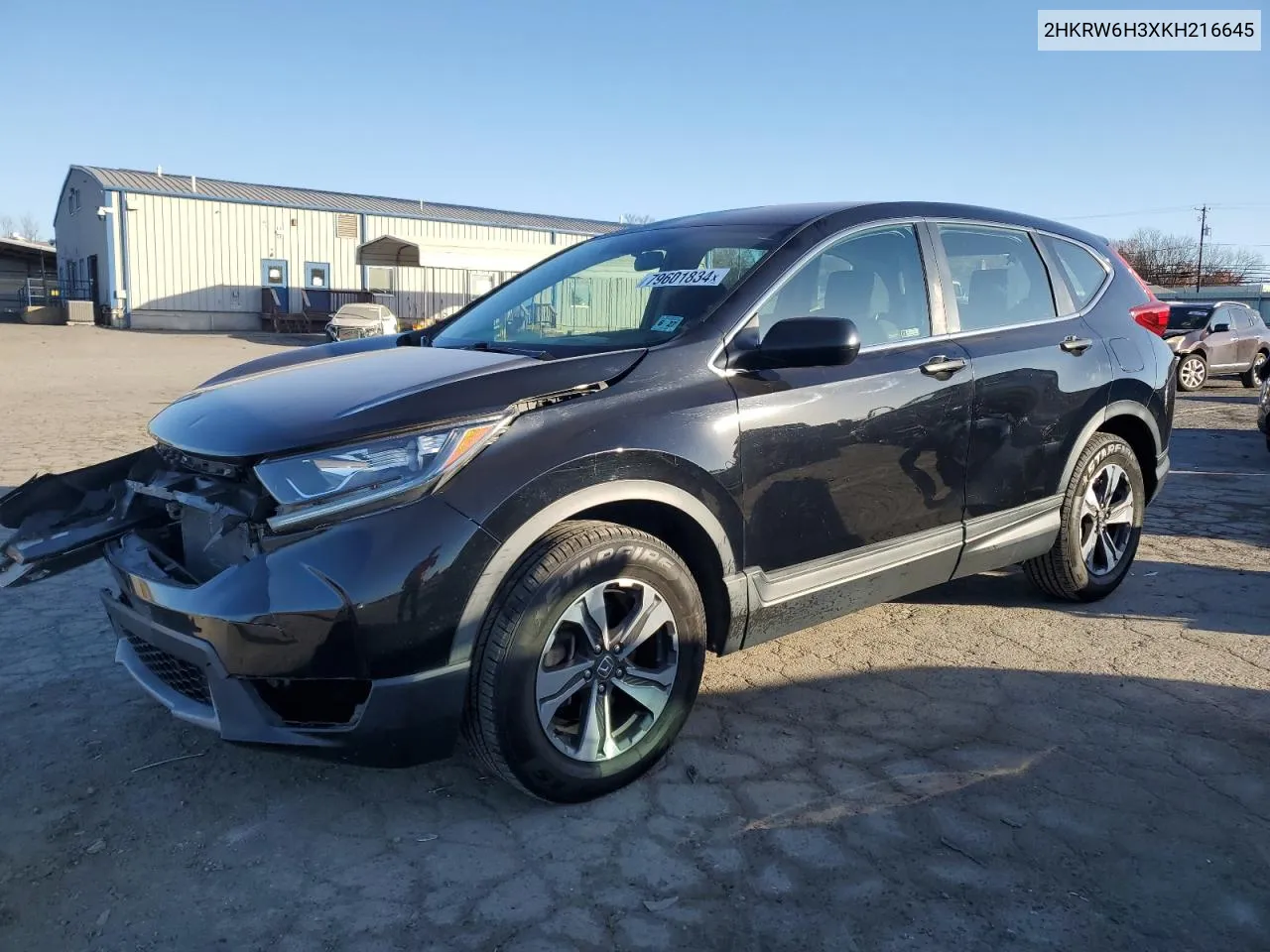 2019 Honda Cr-V Lx VIN: 2HKRW6H3XKH216645 Lot: 79601834