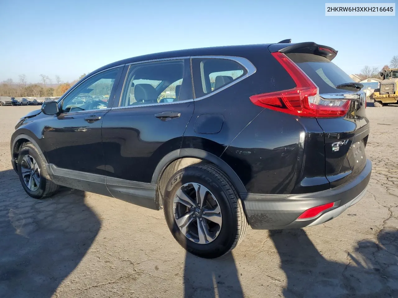 2019 Honda Cr-V Lx VIN: 2HKRW6H3XKH216645 Lot: 79601834