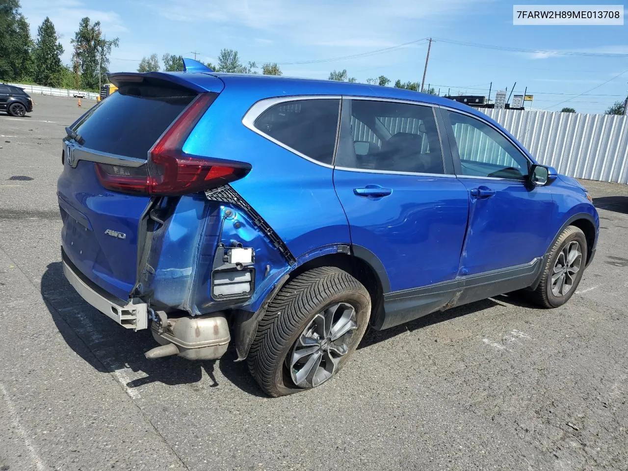 2021 Honda Cr-V Exl VIN: 7FARW2H89ME013708 Lot: 71641004