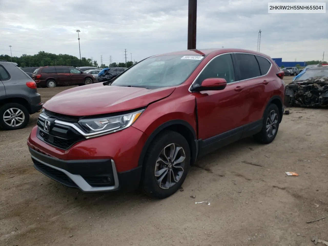 2022 Honda Cr-V Ex VIN: 2HKRW2H55NH655041 Lot: 58416284