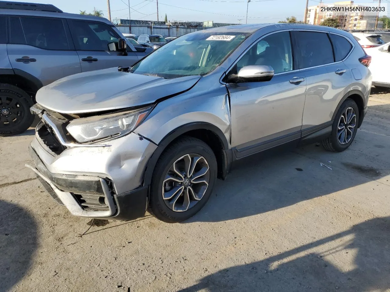 2022 Honda Cr-V Ex VIN: 2HKRW1H56NH403633 Lot: 72182684