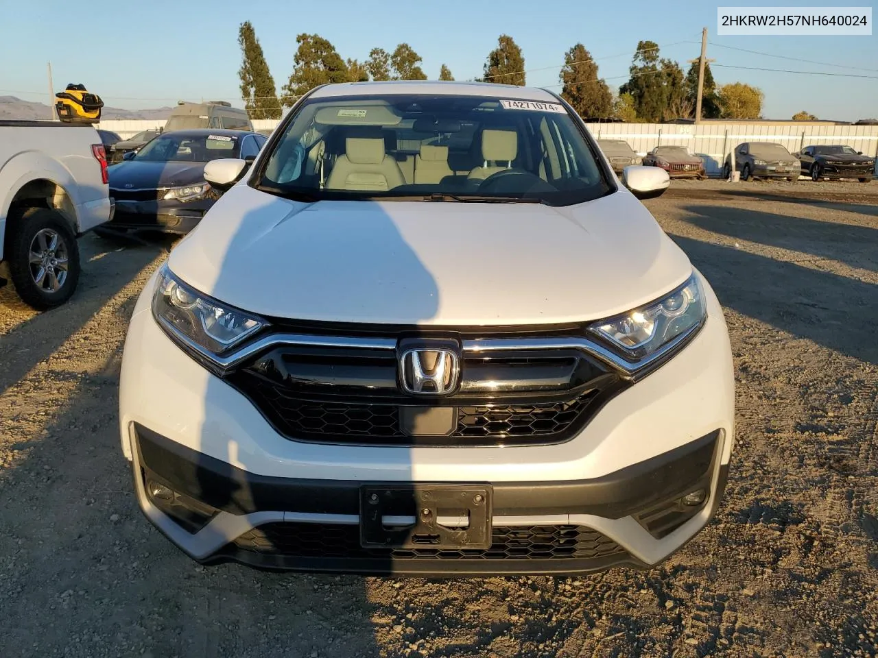 2022 Honda Cr-V Ex VIN: 2HKRW2H57NH640024 Lot: 74271074