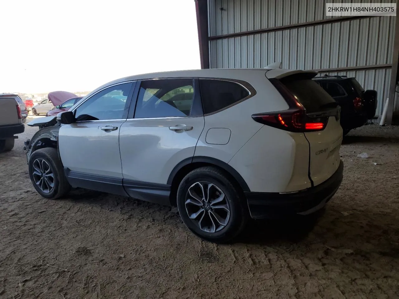 2022 Honda Cr-V Exl VIN: 2HKRW1H84NH403575 Lot: 75905124