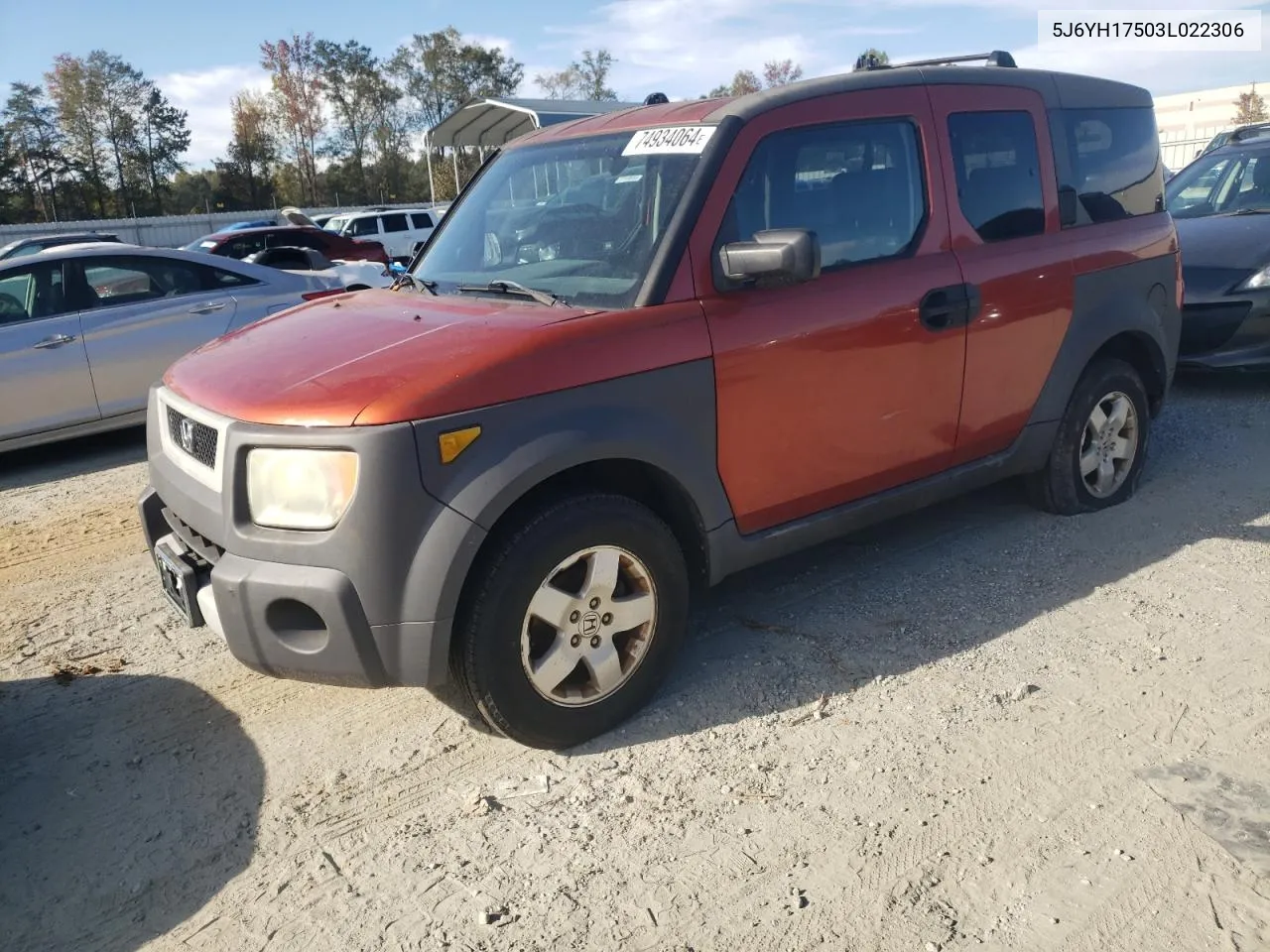 2003 Honda Element Ex VIN: 5J6YH17503L022306 Lot: 74934064