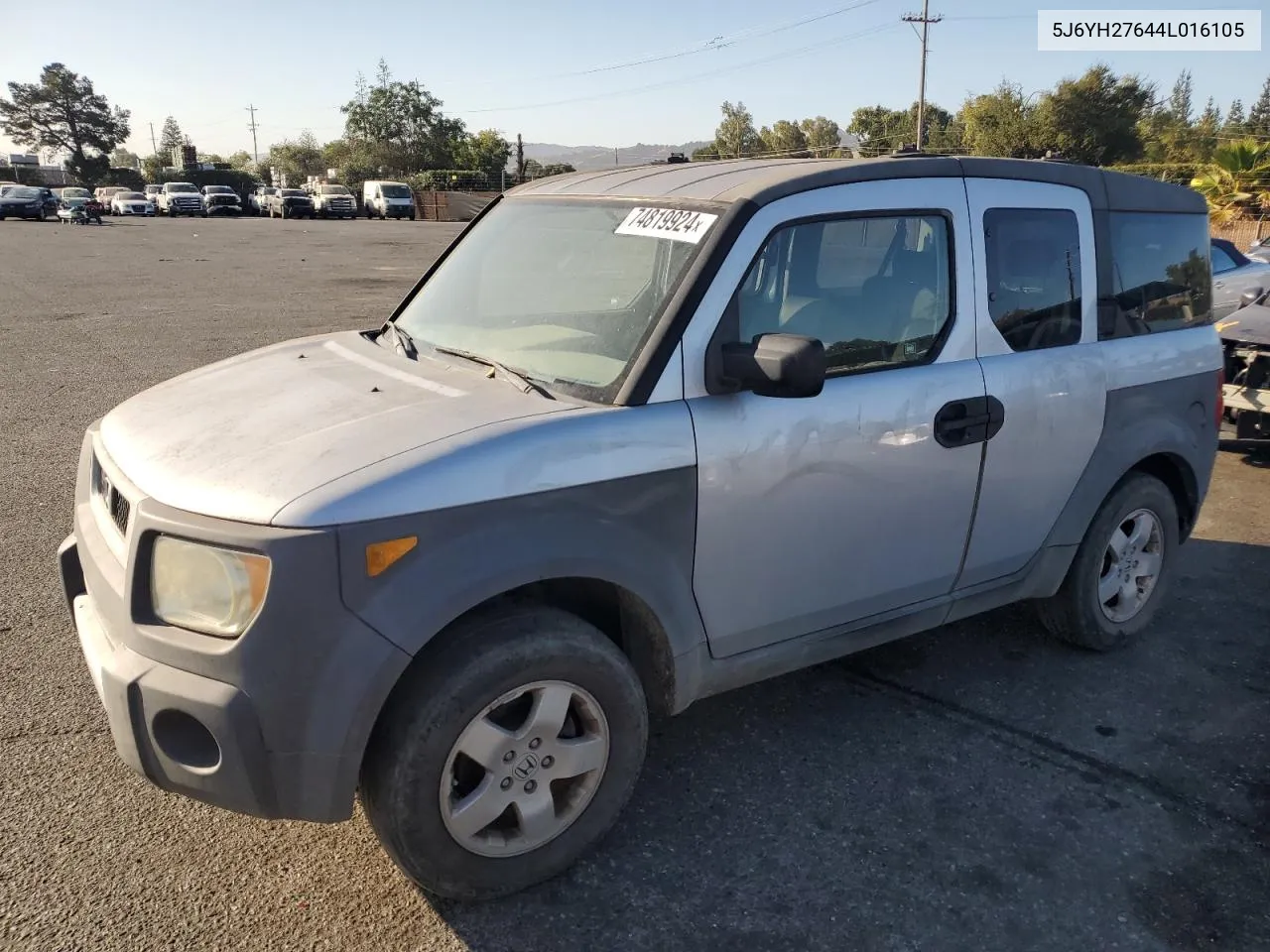 2004 Honda Element Ex VIN: 5J6YH27644L016105 Lot: 74819924