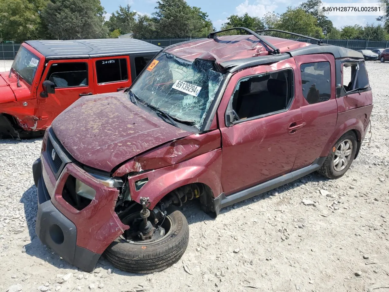 2006 Honda Element Ex VIN: 5J6YH28776L002581 Lot: 69139294