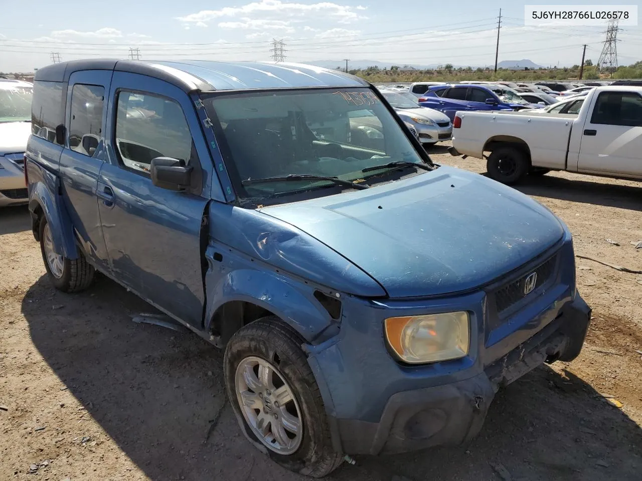 2006 Honda Element Ex VIN: 5J6YH28766L026578 Lot: 74375354