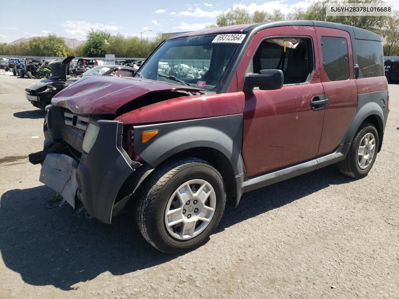 2008 Honda Element Lx VIN: 5J6YH28378L016688 Lot: 69312564