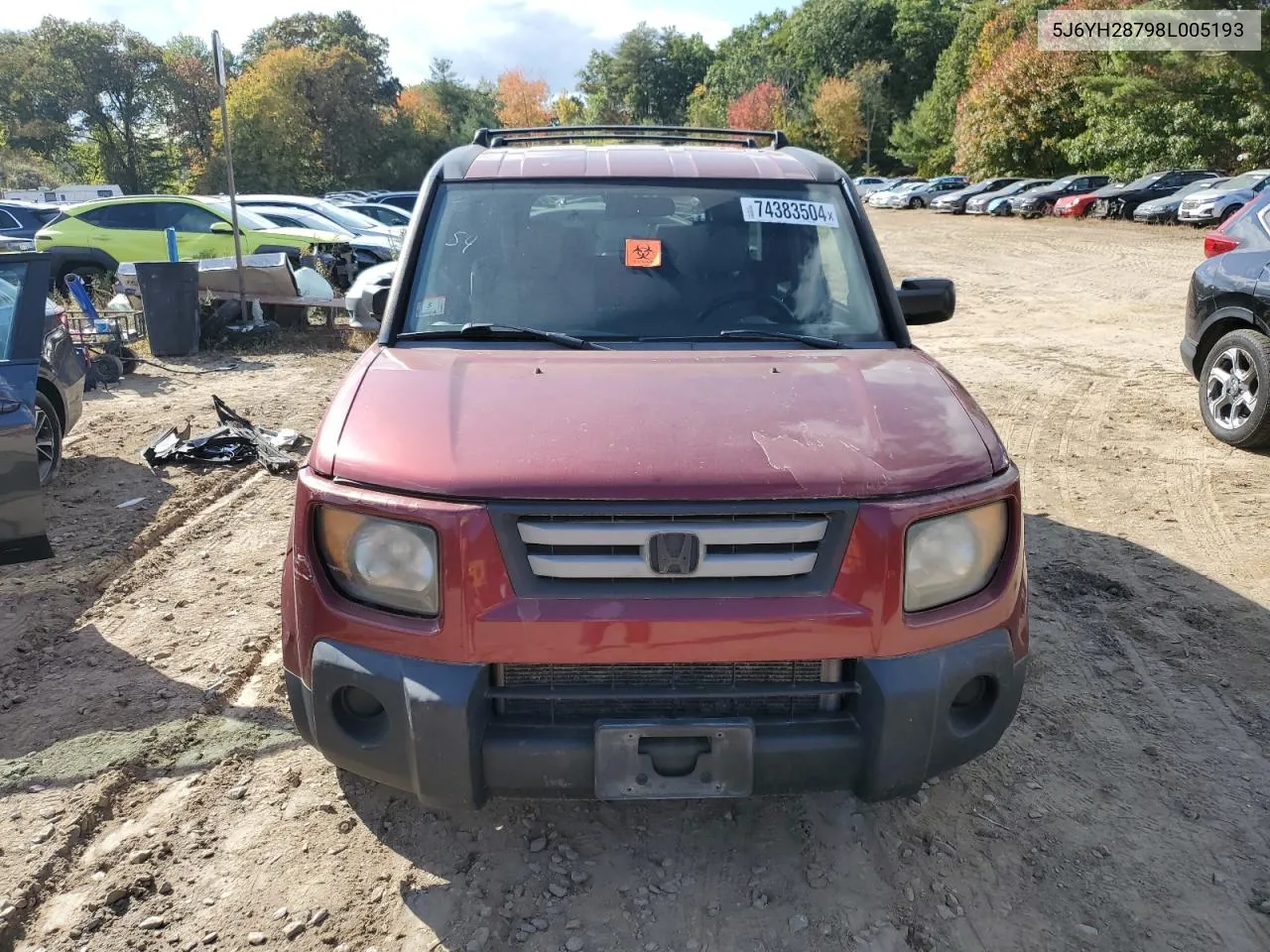 2008 Honda Element Ex VIN: 5J6YH28798L005193 Lot: 74383504